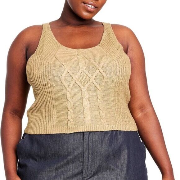 Kika Vargas x Target Gold Metallic Cable Knit Tank Top Sweater 3X - Picture 7 of 12